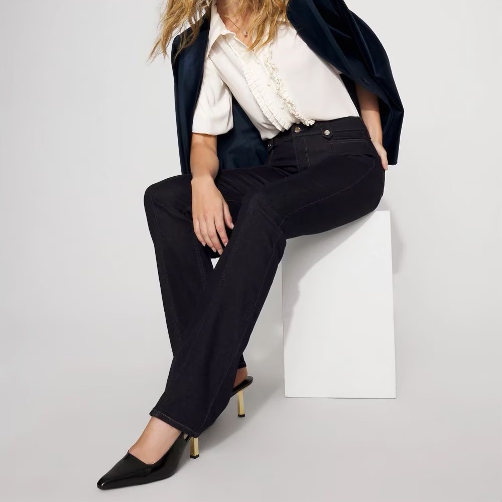 WHBM High Rise Tab Waist Bootcut Jean - Picture 16 of 16